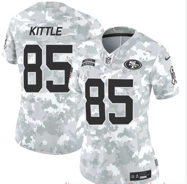 Womens San Francisco 49ers #85 George Kittle 2024 F.U.S.E Arctic Camo Salute To Service Limited Stitched Jersey Dzhi